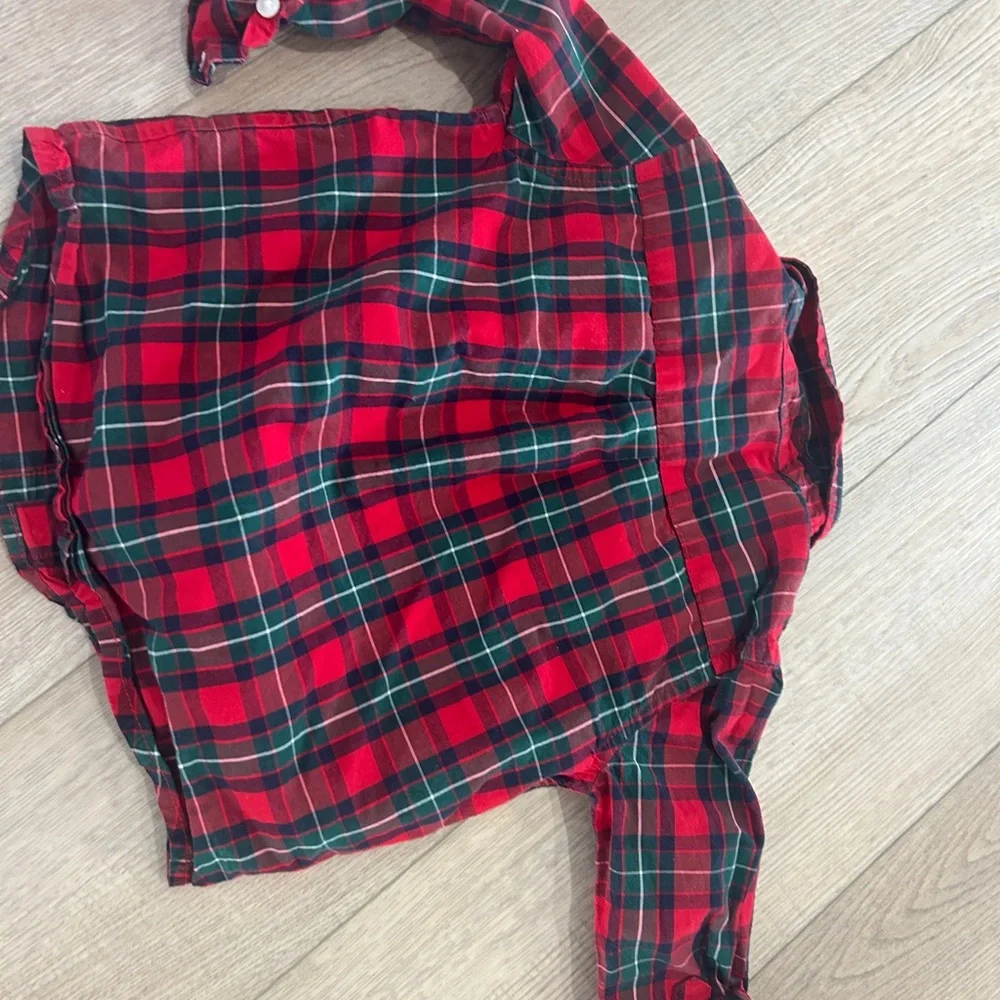 Janie and Jack Red and Green Plaid Button Down Shirt - Picture 5 of 6